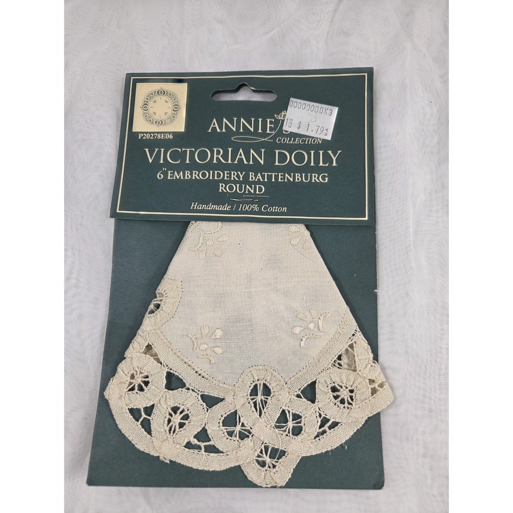 Annie's Doilies Victorian Heart Shaped 6" Cream Handmade Washable